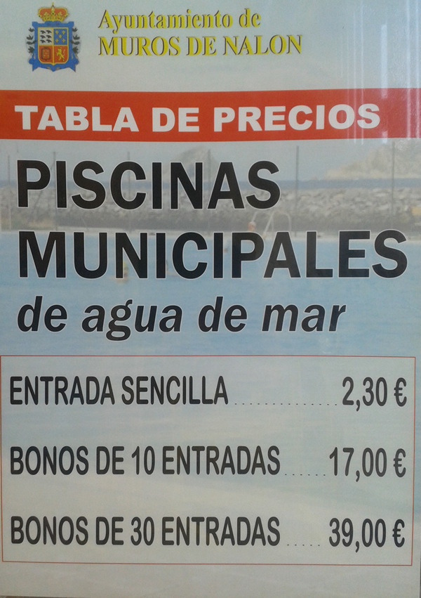 Precios de entrada a las piscinas